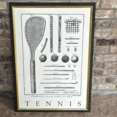 Framed Tennis Themed Wall Art - 23" x 32"