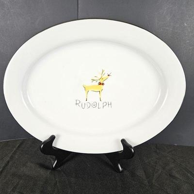 Classic Rudolph Christmas Platter by Pottery Barn - 13" x 17" 