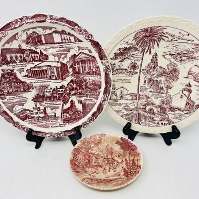 Collectors Variety Lot - Vintage Red Transferware Plates & Decorative Dish