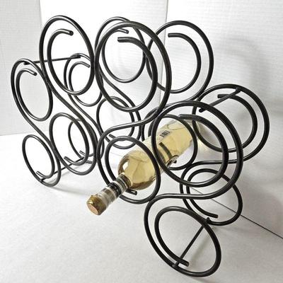Unique Forged Iron Wine Rack - Holds 8 Bottles of Wine - Heavy Weight