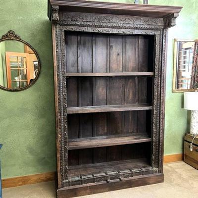  One-of-a-Kind 200 year old TEAK Doorway made into book shelves! Includes patinaed original Hardware (Monastery)