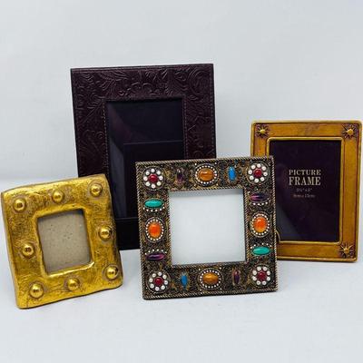  Vintage Decorative Picture Frames Lot - Gold & Colorful Designs, Assorted Styles