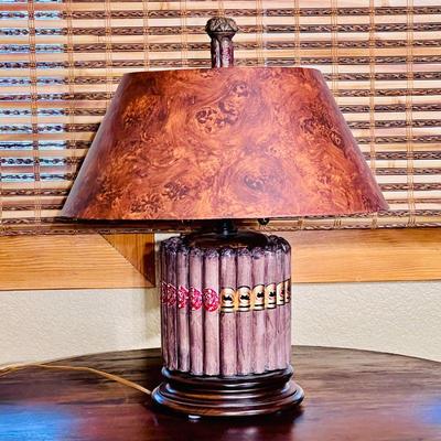  Unique Cigar Themed Collectors Lamp - 18inch Table Lamp