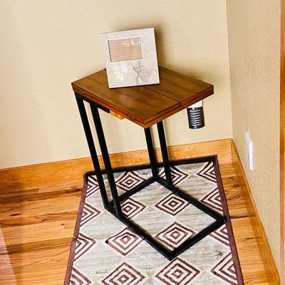  Expandable Sharper Image Side Table, 7' Runner, and Photo Frame Lot