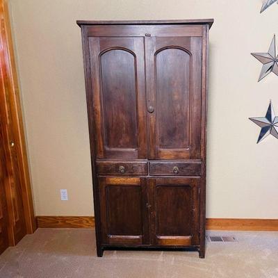  Charming Antique Wooden Pie Cabinet with Tin Panels and Drawers