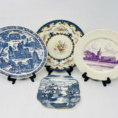 Blue Collection of Decorative Plates - Vintage Scenic Designs, and Floral Patterns