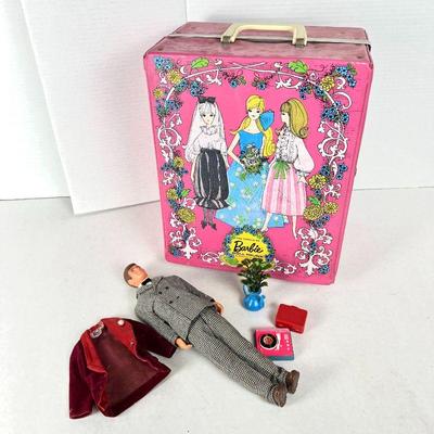 1950's Barbie Doll Trunk, Ken Doll and Small Accessories