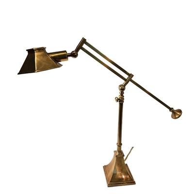 Solid Brass Architect's Table Lamp 29" Tall - Heavy Weight w/ Adjustable Arm