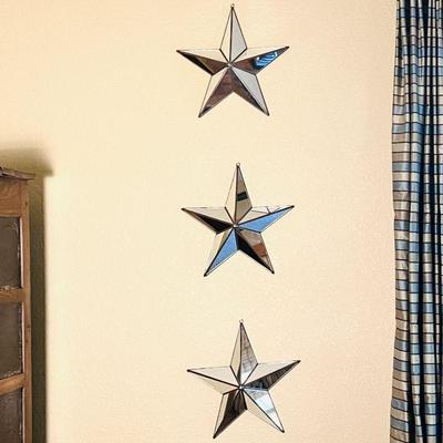 Decorative Mirror Star Wall Art Set - 3-Piece Metal Star Decor