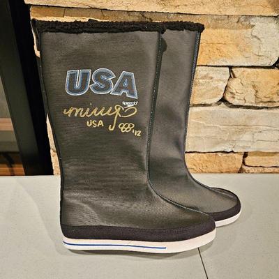  Speedo Black Water Boots Signed by Missy Franklin competitive swimmer and five-time Olympic gold medalist.