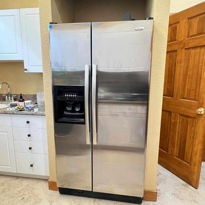  Whirlpool Stainless Steel Full Size Side by Side Refrigerator 2010 Model ED5FVGXWS00 - 25 Cubic Feet