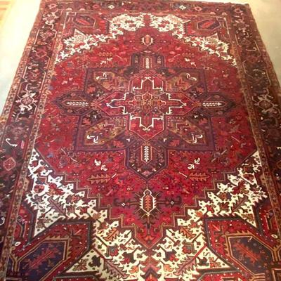  Antique Persian Heriz Rug - Handwoven, Pure Vegetable Dyes in Rich Colors, Large Size 12" x 10"