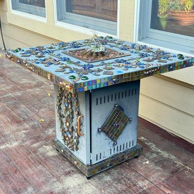  Outdoor Propane Fire Pit Lovingly Decorated During Covid Shut-In! 31" x 31" x 27"