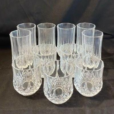 Cristal D’Arques Longchamps Tall * Low * Water Glasses * 11 Pieces
