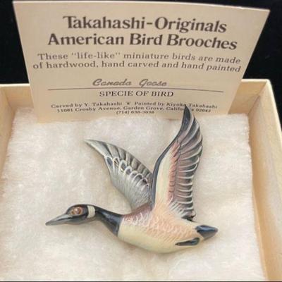Vintage Takahashi - Originals American Bird Brooches Pins * CANADA GOOSE * Hand Painted
