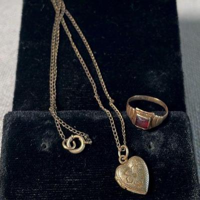 1/20 10K Gold Filled Child’s Locket Necklace * Antique Babies Ring
