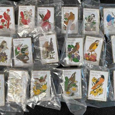 The March Company State Bird Postage Stamp Pins * 18
