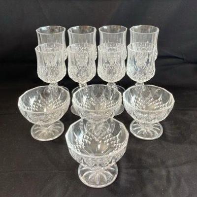Cristal D’Arques Longchamp Crystal Wine * Water * Sherbet Glasses * 12 Pieces
