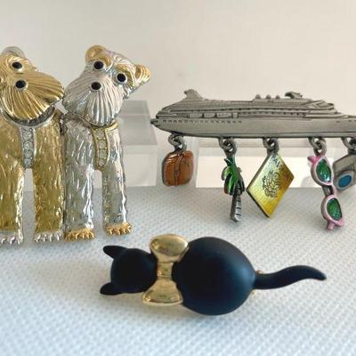 Collection of Pins * Cruise Ship * Scottie Dogs * Black Cat
