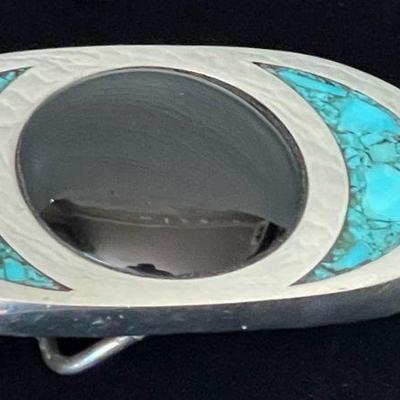 Gorgeous Belt Buckle With Black Onyx & Turquoise?
