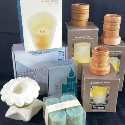 Variety of Flameless Candles * Votive Wax Candles * Wood and Ceramic Holders
