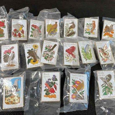 The March Company State Bird Postage Stamp Pins * 18
