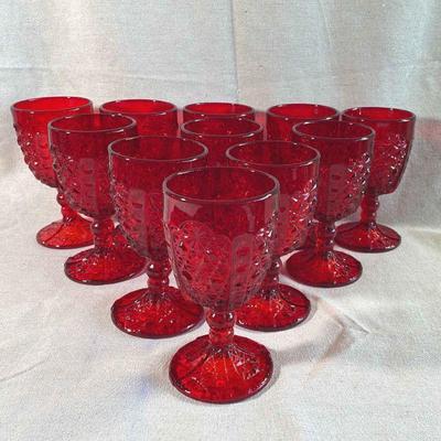 Ruby Red Daisy and Button Goblets
