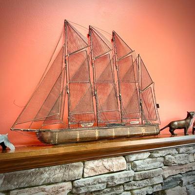 Vintage MCM metal ship wall hanging