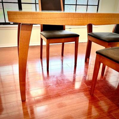 Scandinavian-style glass table & 4 chairs - expands to seat 10
