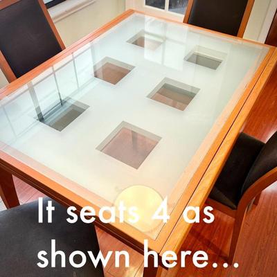 Scandinavian-style glass table & 4 chairs