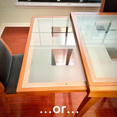 Scandinavian-style glass table & 4 chairs