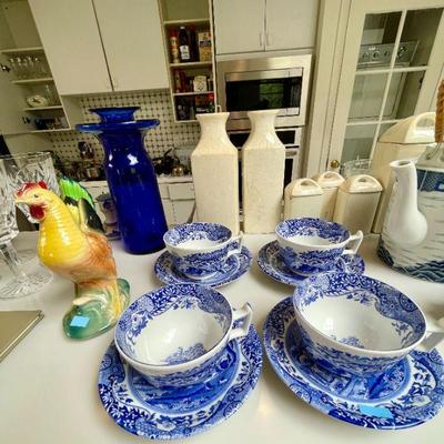 Blue Spode cups and saucers