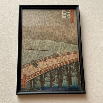 Antique Ando Hiroshige "After Bridge" woodblock print