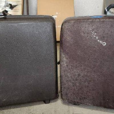 MMM198 Two Brown Vintage Suitcases 