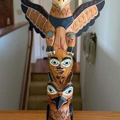 MMM082- Tlingit Indian Carved And Painted Totem Pole