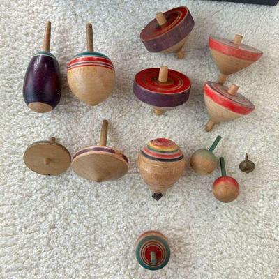 MMM031- Large Collection of Vintage Wooden Tops
