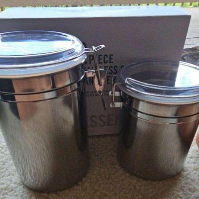 MMM003-Martha Stewart Essentials 2 Piece Stainless Steel Canister Set