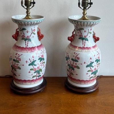 Pair Of Chinese Export Vases Now As Lamps (2)
