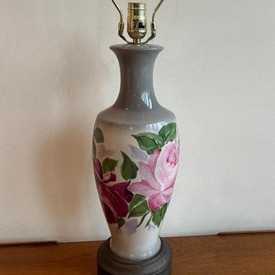 Porcelain Table Lamp With Floral Decoration
