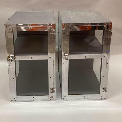 Two Antique Barber Antiseptic Glass Hanging Cabinets
