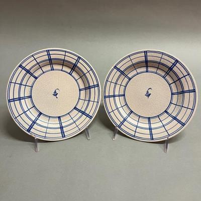 Two 9" Blue And White Plates
