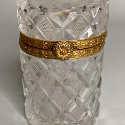 French Baccarat Cylindrical Box With Ormolu Accents, Circa 1900
