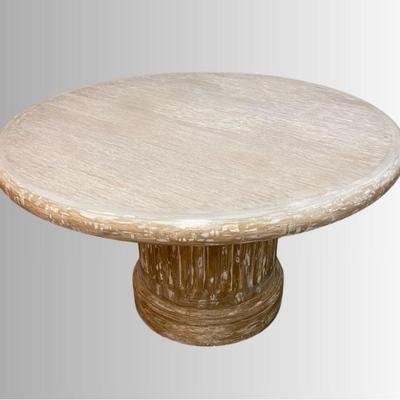 Faux Painted Wood Fluted Column Form Pedestal Table With Round Top
