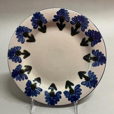 Louisville Stoneware Plate With Hand Painted Floral Border, Made In Kentucky

