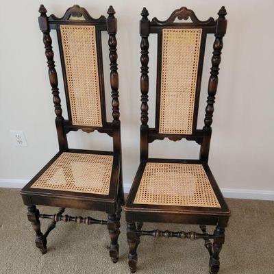 TUDOR STYLE SIDE CHAIRS, CANE