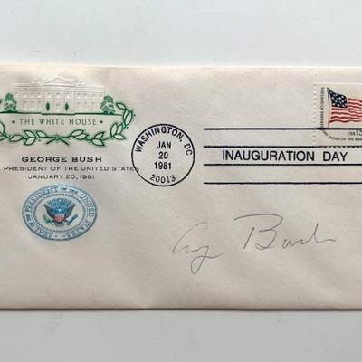 First Day Cover signed by George Bush as vice president 1981