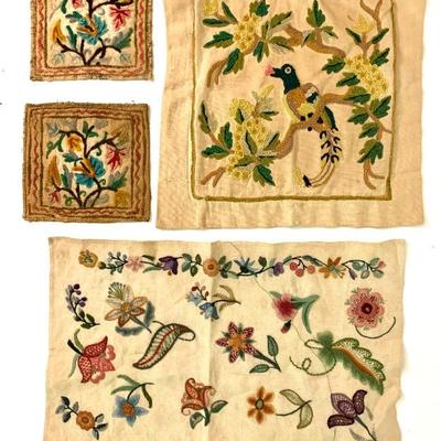 Antique crewel work panels