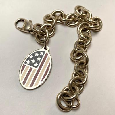 Tiffany sterling silver American Flag bracelet