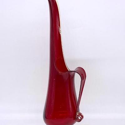 L. E. Smith amberina swung pitcher/ vase. Ht. 21 1/4 “