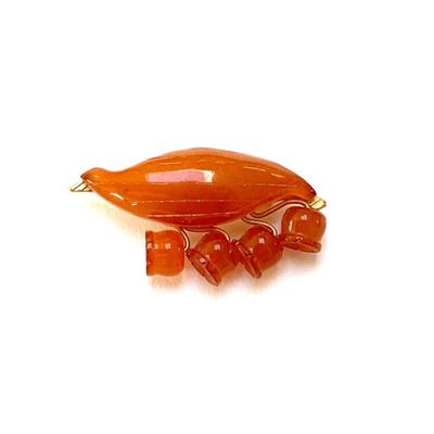 Vintage Russian Baltic amber Lily of the Valley brooch 